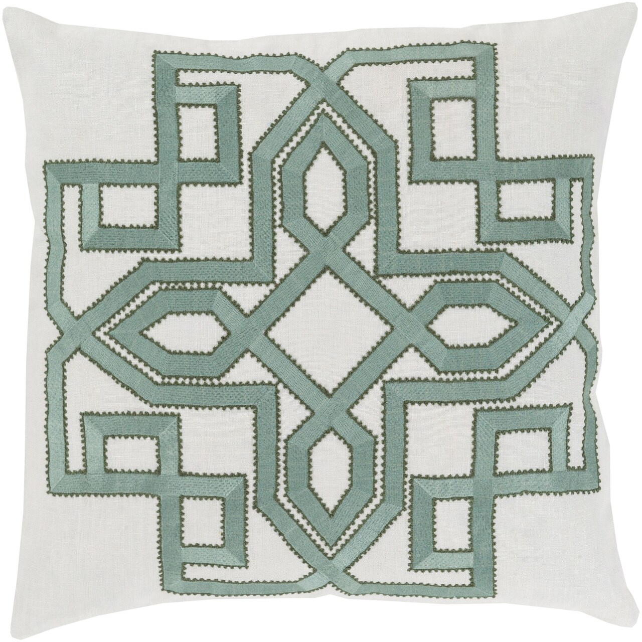 Tiwari Home 20" Sage Green and Gray Lavish Labyrinth Square Throw Pillow Cover